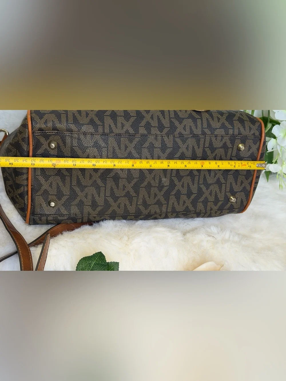 NX Noble Exchange Brown Monogram Large Satchel Shoulder Crossbody Bag